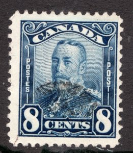 1928 Canada Sc #154 - KGV 8¢ Scroll Issue. Used postage stamp Cv $12