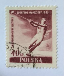 Poland 1955 Scott 700 used - 40Gr,  2nd Intl. Youth Games, Hammer throw