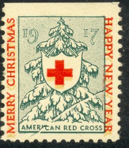 USA 1917 CHRISTMAS SEAL RED CROSS w Pre Printing Paper Fold Sc WX19 MH