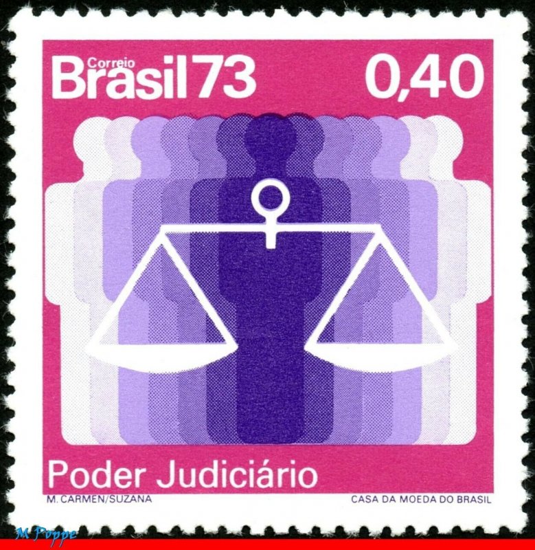 1326 BRAZIL 1973 HIGH FEDERAL COURT, SCALES OF JUSTICE, MI# 1413 RHM C-823, MNH