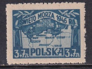 Poland 1946 Sc B47 Polish Baltic Coast Sea Map Stamp MH