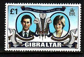 Gibraltar-Sc#406- id9-unused NH set-Royal Wedding-Princess Diana-1981-