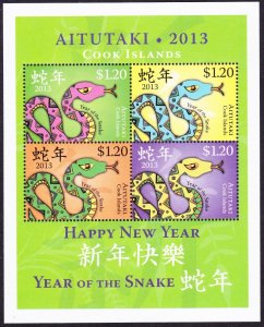 Aitutaki Chinese Year of the Snake MS 2013 MNH SC#599 SG#MS812