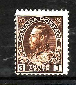 Canada-Sc#108- id7-unused  hinged remnant o.g.3c brown KGV Admiral -1918-