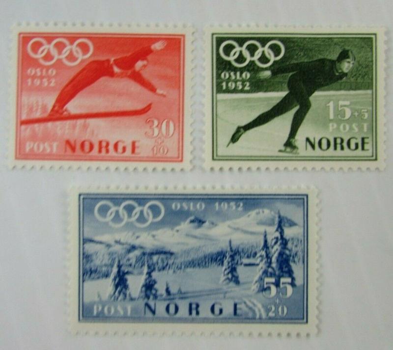 1952 Norway SC #B50-52 OSLO OLYMPICS Speed skating Skiing MH stamp set 