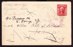 Cover, Scott 319, 1905, Highland Mills, NY, Violet Forwarded w/W