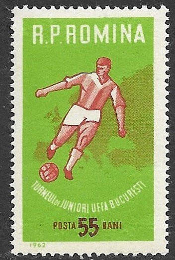 ROMANIA 1962 SOCCER Issue Sc 1474 MNH