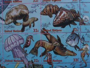 U.N. STAMP: 1998- SC #.734-INTERNATIONAL YEAR OF THE OCEAN: MNH NEW YORK SHEET