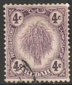 Malaya Kedah Scott 29 - SG54, 1922 Sheaf of Rice 4c used