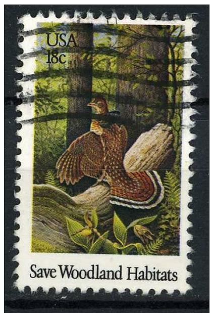 USA 1981 Scott 192 used - 18c Wildlife habitats,  woodland 