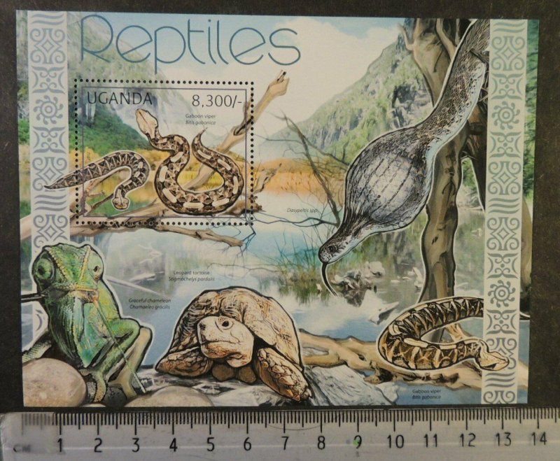 Uganda 2012 reptiles viper snakes turtle tortoise chameleon s/sheet mnh