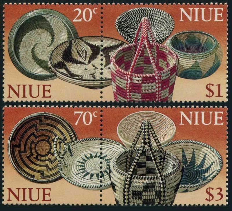 Niue 738-739 ab pairs,MNH.Michel 930-933. Wooden baskets,1999.