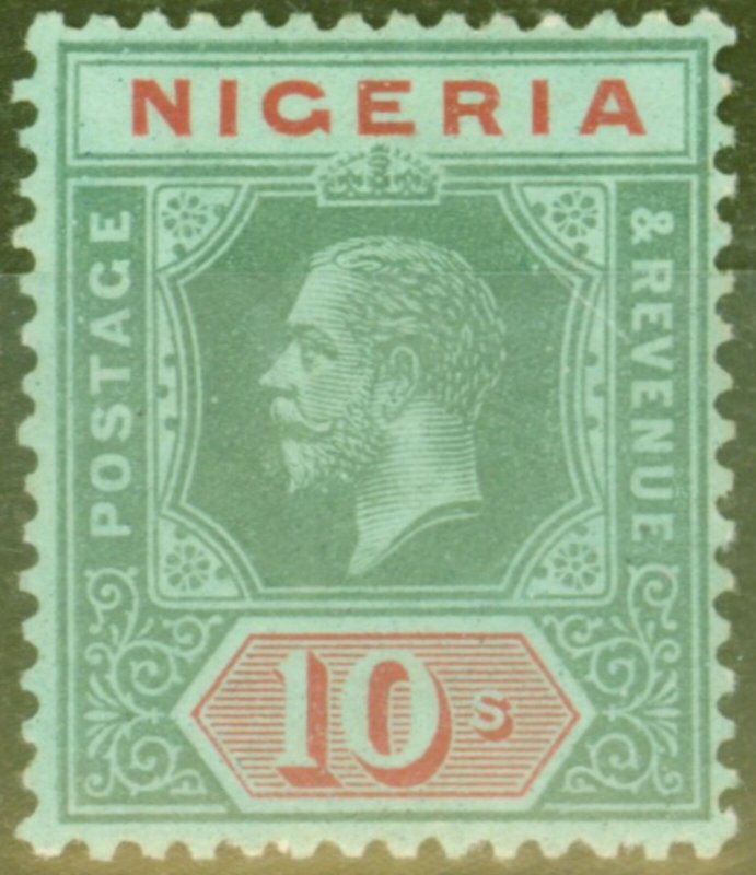 Nigeria 1920 10s on Emerald Pale Olive Back SG11c V.F Mtd Mint