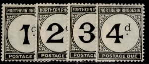 NORTHERN RHODESIA GV SG D1-D4, 1929 POSTAGE DUE set, M MINT. Cat £29.