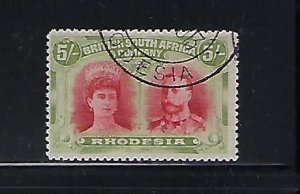 RHODESIA SCOTT #115 1910 DOUBLE HEAD 5SH  PERF 14- USED