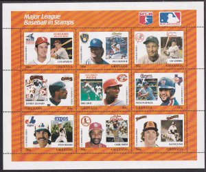 Grenada 1988 Sc 1664-72 Major League Baseball Outstanding Players 9x9 MS Stamp**