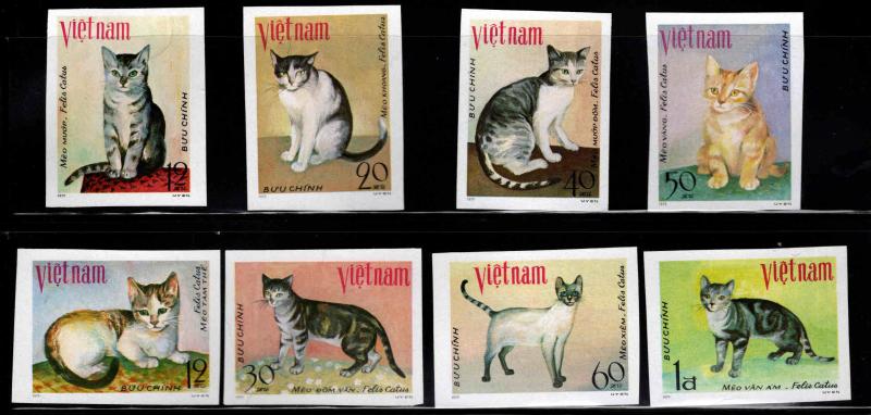 Unified Viet Nam Scott 1025-1032 NGAI Imperforate Cat set