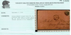Prince Edward Island #9c Very Fine Used Bisect On Cover To Murray Harbour North