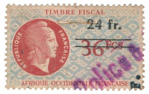 (I.B) France Colonial Revenue : AOF Duty (West Africa) 24Fr on 36Fcs OP