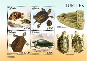 LIBERIA- 2023 - Tortoises & Turtles - Perf 4v Sheet - Mint Never Hinged