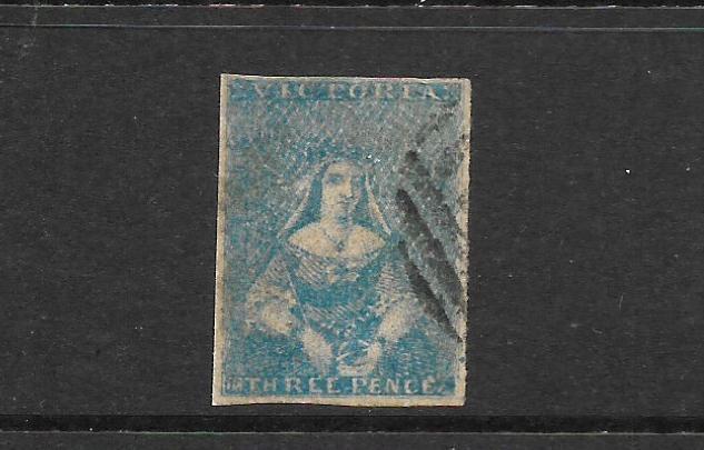 VICTORIA  1850-53  3d  PALE GREENISH BLUE    QV  FU  SG 11b  ...