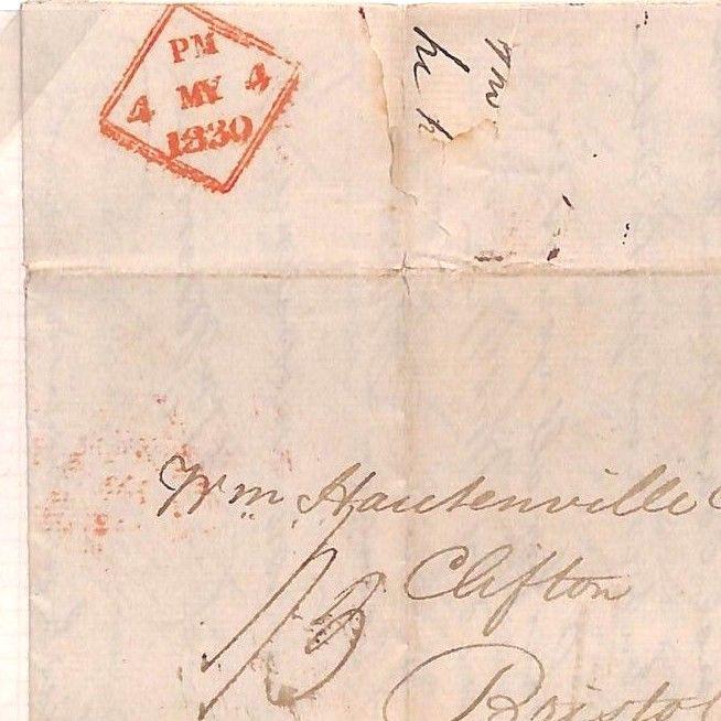 F84 1830 GB IRELAND Dublin Irish Sea Mail Cover Bristol BANKING LETTER £42 Bill