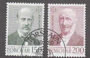 Faroe Islands # 53-54, Europa - Famous Men, Used, 1/2 Cat.