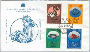 63011 - SOMALIA - POSTAL HISTORY - FDC COVER  Scott #  260/2 + C84 - 1962 FISH