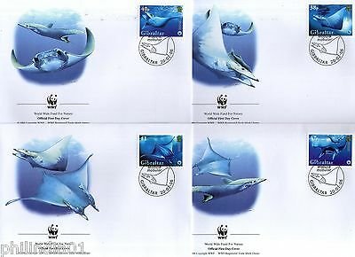 Gibraltar 2006 WWF Giant Devil Ray Fish Marine Life Animal Sc 1037 Set of 4 FDCs