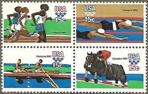 United States #1794a 15c 22nd Summer Olympics MNG block of 4 (1979)