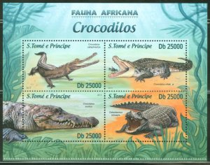 SAO TOME  2013  FAUNA OF AFRICA NILE CROCODILE  SHEET MINT NH