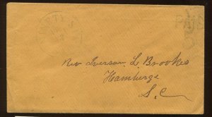 CSA Ninety-Six South Carolina Stampless 'PAID 5' Cover CSA CV $250 LV6686