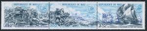 Mali C254-C256a strip,MNH.Michel 499-501. USA-200,1976:Battle scenes.