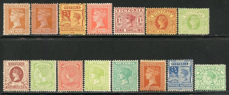 AUSTRALIAN STATES VICTORIA  SCOTT#169/183  MINT HINGED--SCOTT VALUE $317.75