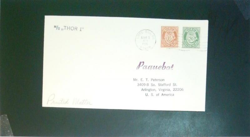 Norway 1966 MS THOR Paquebot Cover / USA Cancel - Z2604