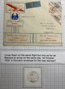 1935 Beira Mozambique AirMail First Day Souvenir Cover To Blantyre Nyasaland