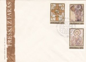 Poland 1971 Frescos from Faras set of 3 X FDC Warszawa cancel unaddressed VGC