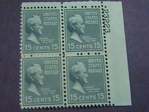 U.S.# 820-MINT/NEVER HINGED---UR- PLATE # BLOCK 4-PREXIE SERIES-1938(#2)