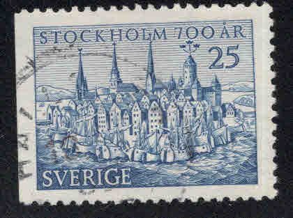 SWEDEN Scott 451 Used Stockholm 700 year anniversary stamp