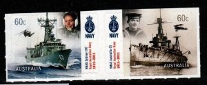 AUSTRALIA SG3606/7 2011 CENTENARY OF ROYAL AUSTRALIAN NAVY SELF ADHESIVES MNH