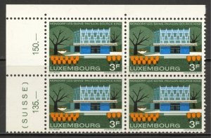 Luxembourg Scott 468 MNHOG Block of 4- 1968 Kind Spring Pavilion Issue