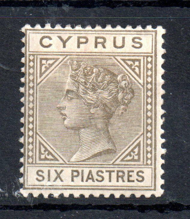 Cyprus QV 1882 6pi olive grey mint MH #21 WS13377