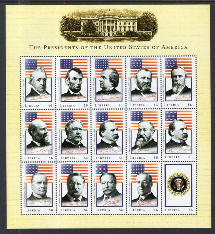 Liberia US Presidents Sheets MNH VF