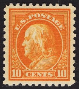 GRADED 95 XF-SUP US #433 10c Orange Yellow Franklin MINT HINGED SMQ $135. PSE