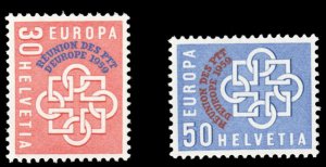 Switzerland #376-377 Cat$40, 1959 European Conference, set of two, never hinged