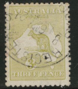 Australia Scott 47 used 3p olive Kangaroo wmk 10 1915 CV$8