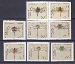 Germany 1670-77 (w/1674a Block) 1991 Dragonflies Full Set Very Fine