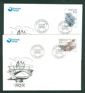 Faroe Islands. 2 FDC Cachet 1986. Old Stone Bridges. Scott # 149-150