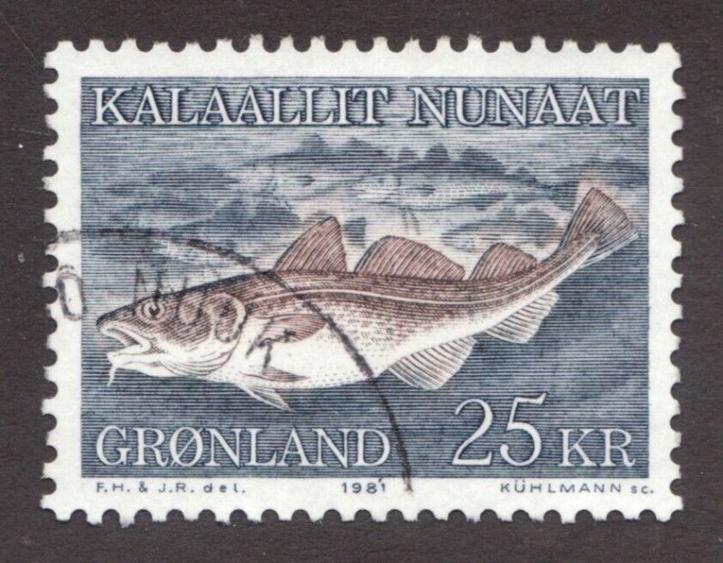 1981 Gronland Greenland Sc# 140, Marine Life, Atlantic Cod Fish. Used Cv$4.25