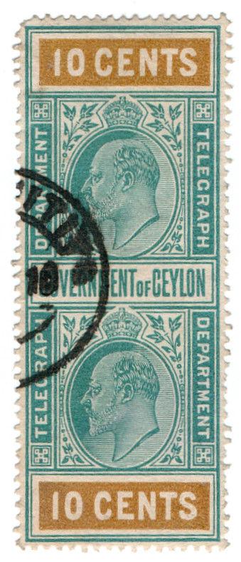 (I.B) Ceylon Telegraphs : 10c (Not Colombo)